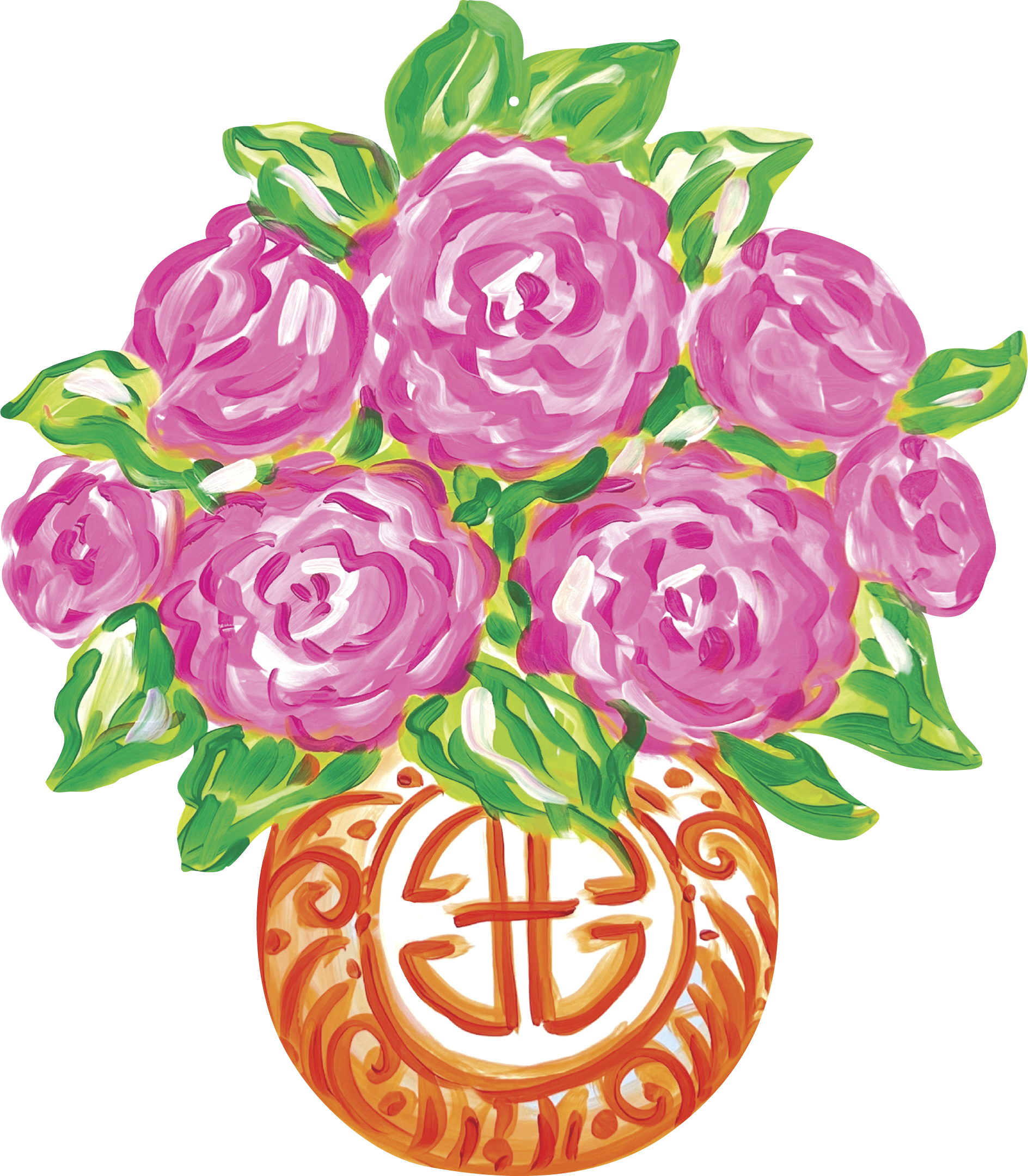 TOM TOM & CO BOUQUET OF FLOWERS IN ORANGE VASE