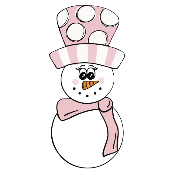 T&T SIGNS & DESIGNS SNOWMAN WITH PINK HAT AND SCARF