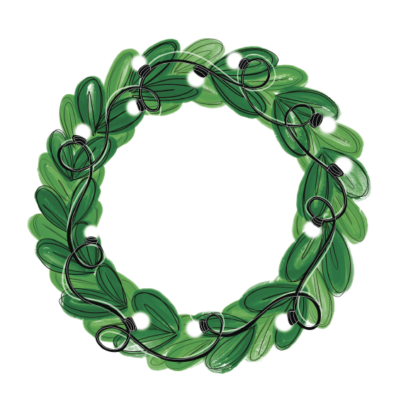 T&T SIGNS & DESIGNS CIRCLE WITH WREATH AND LIGHTS