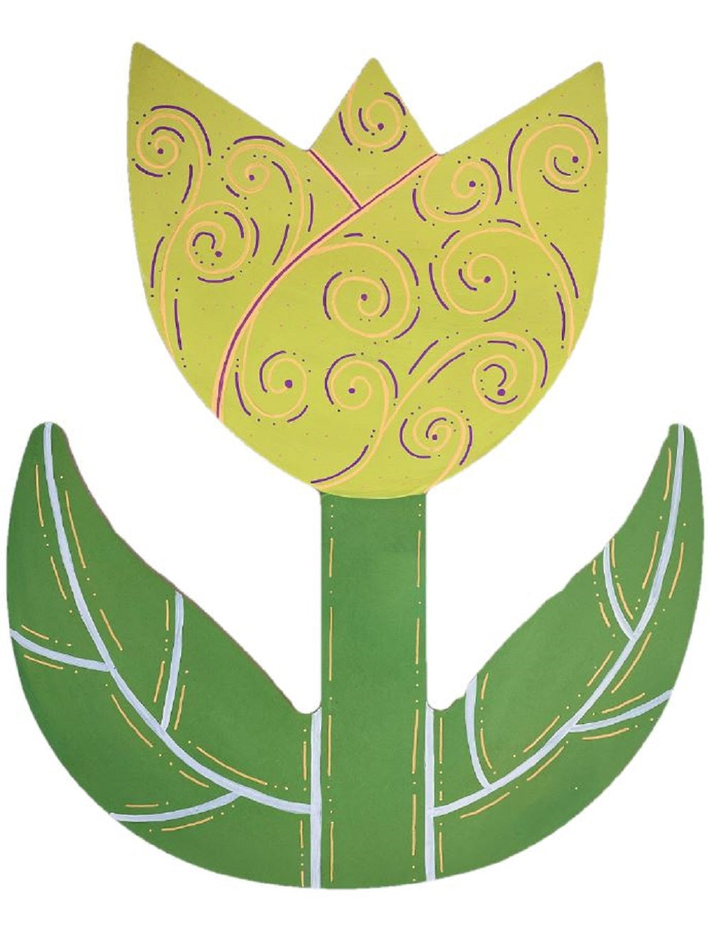 Basic Shape Tulip Silhouette MDF Cutout  - Unfinished For DIY