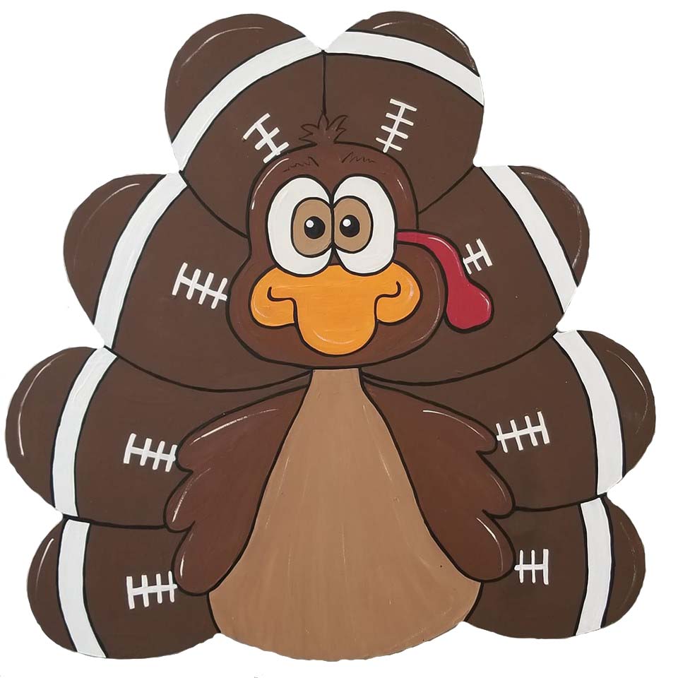 Basic Shape Turkey MDF Cutout With Feathers Silhouette - Unfinished For DIY