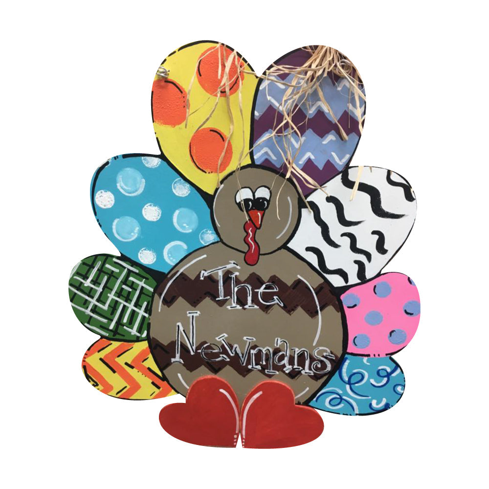 Basic Shape Turkey MDF Cutout With Feathers Silhouette - Unfinished For DIY
