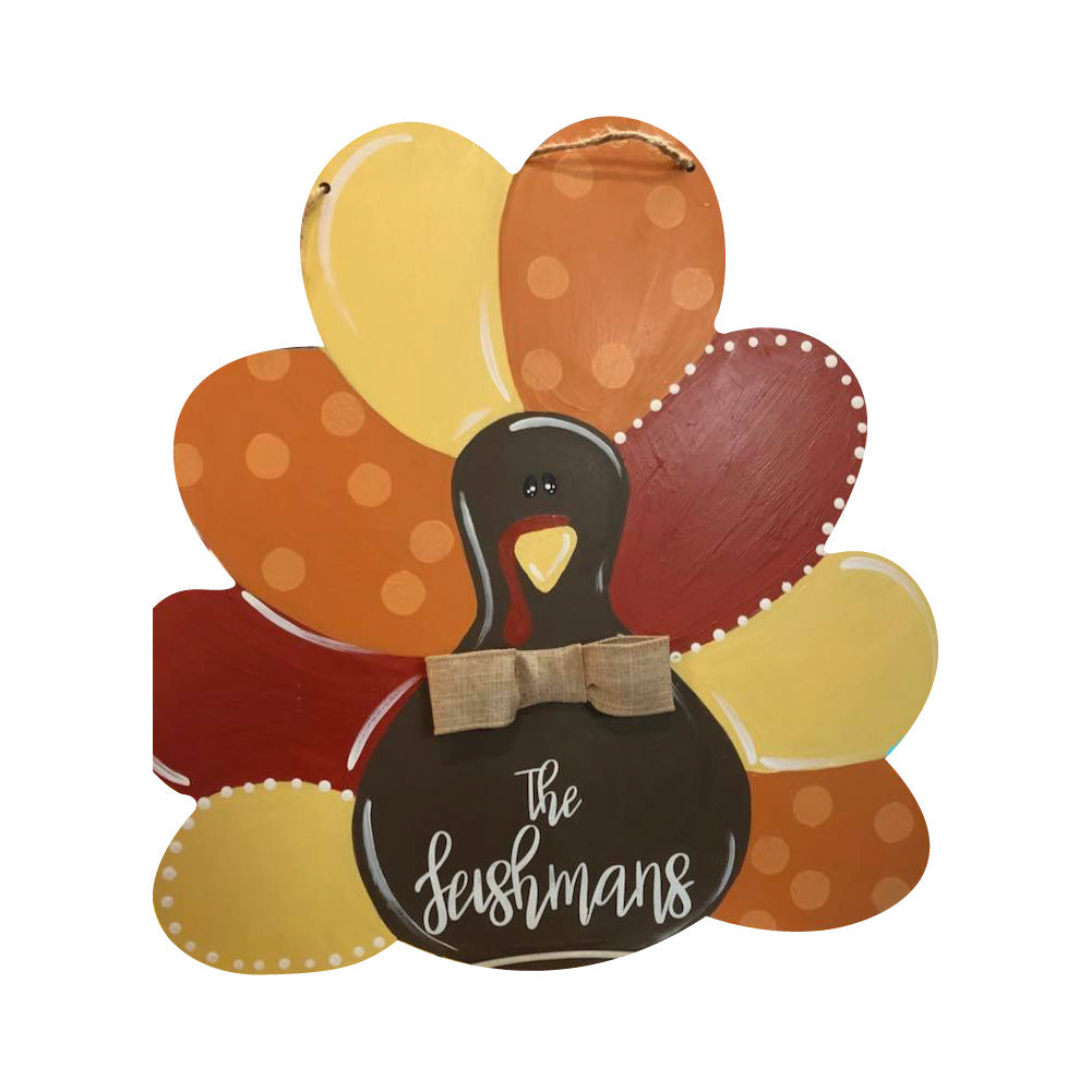 Basic Shape Turkey MDF Cutout With Feathers Silhouette - Unfinished For DIY