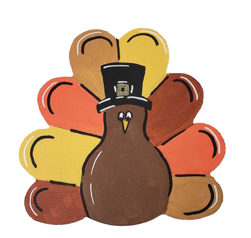 Basic Shape Turkey MDF Cutout With Feathers Silhouette - Unfinished For DIY