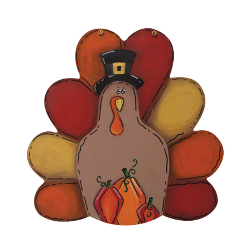 Basic Shape Turkey MDF Cutout With Feathers Silhouette - Unfinished For DIY