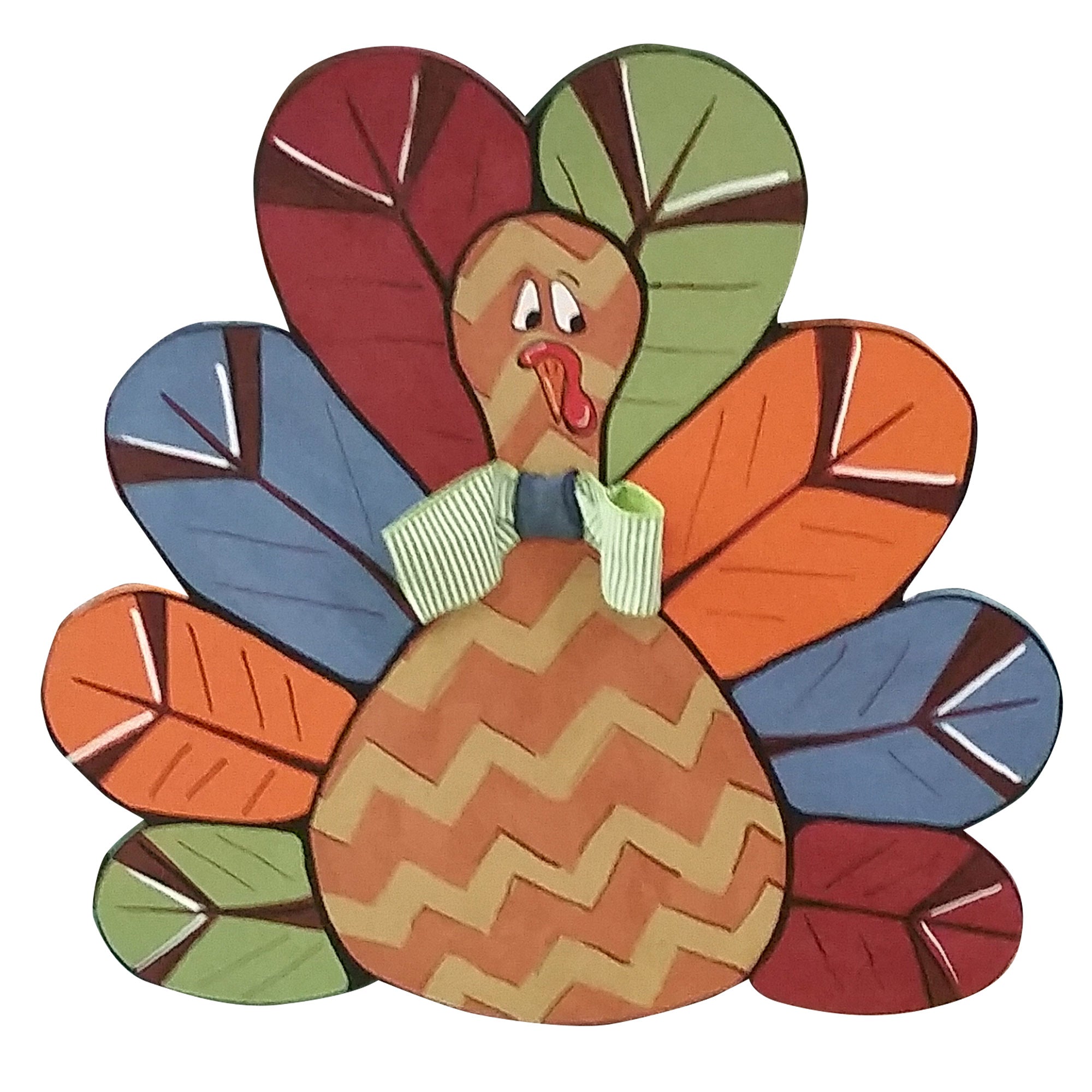 Basic Shape Turkey MDF Cutout With Feathers Silhouette - Unfinished For DIY
