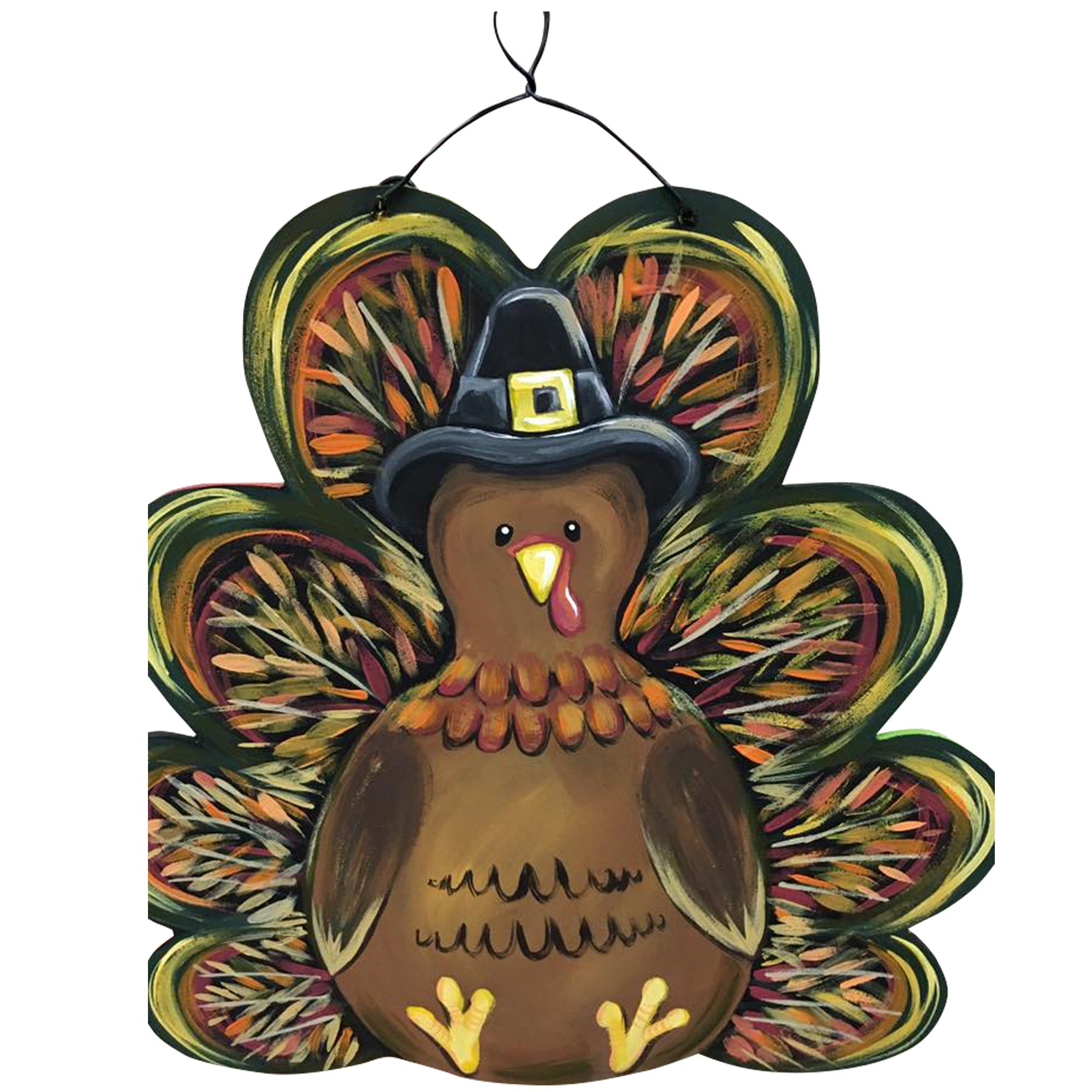 Basic Shape Turkey MDF Cutout With Feathers Silhouette - Unfinished For DIY