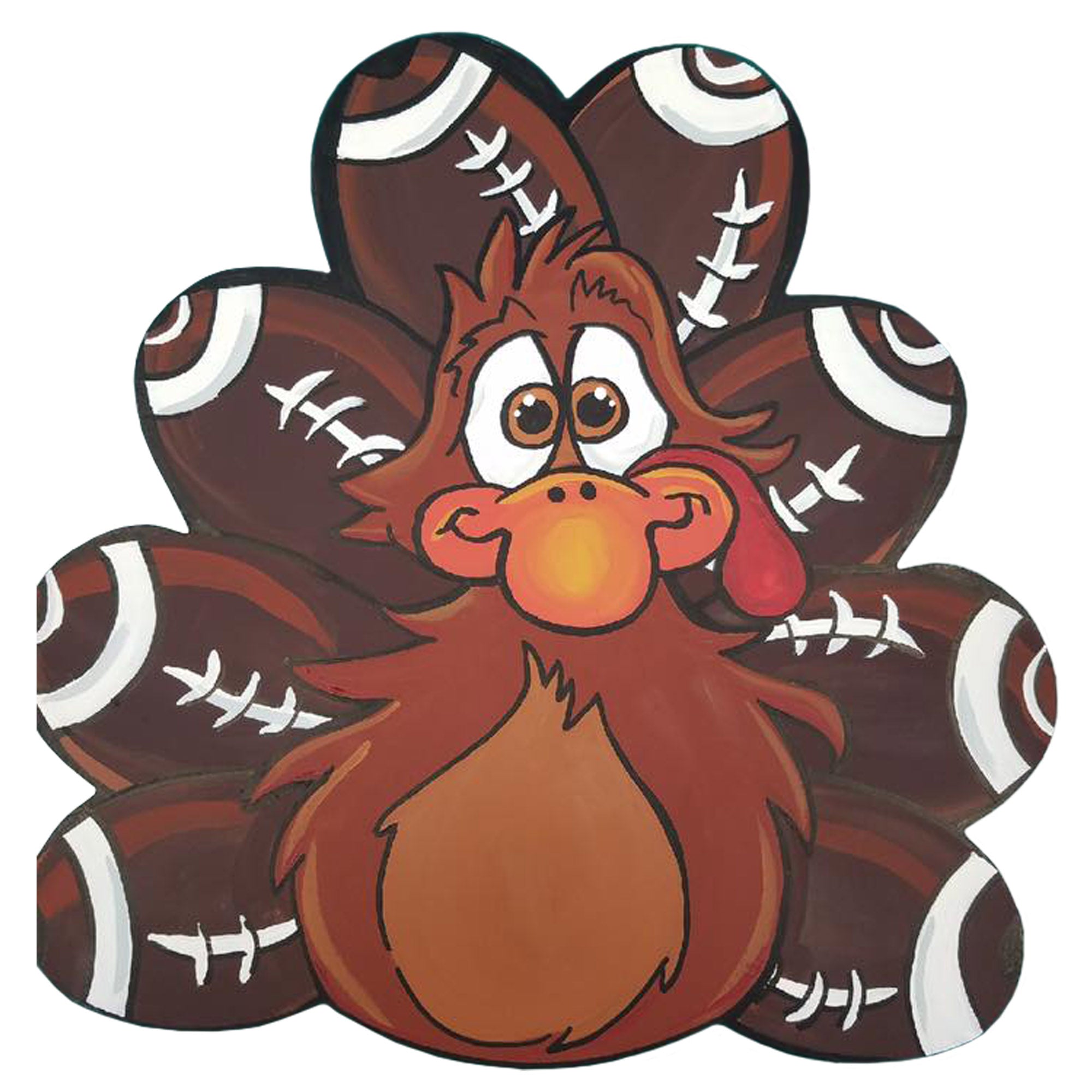 Basic Shape Turkey MDF Cutout With Feathers Silhouette - Unfinished For DIY