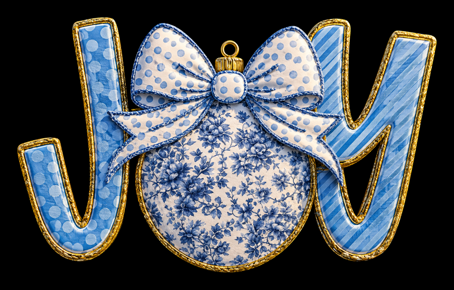 THE WOOD SHED BLUE JOY WITH ORNAMENT IN THE MIDDLE