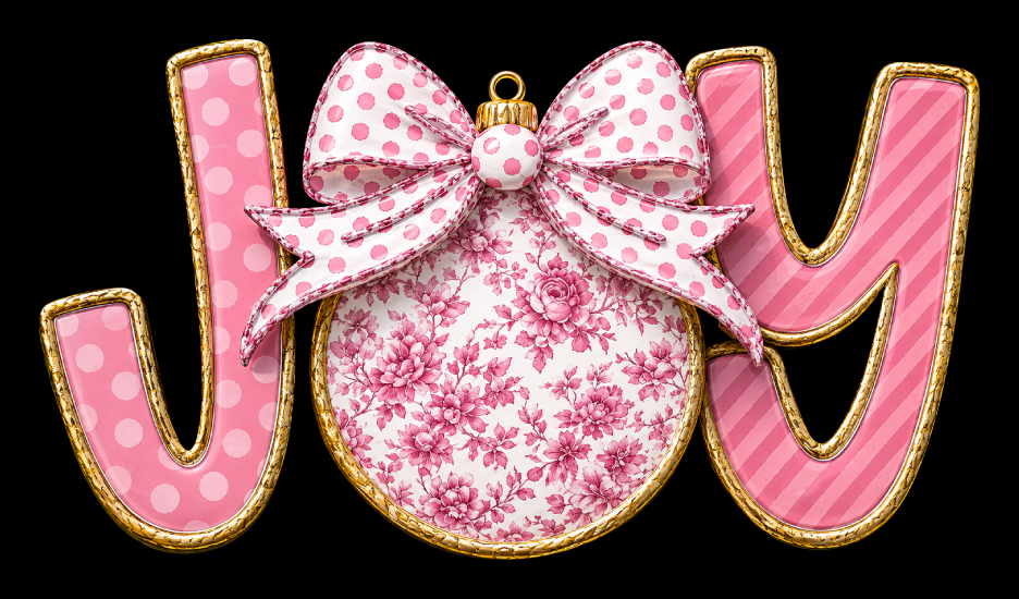 THE WOOD SHED PINK JOY WITH ORNAMENT IN THE MIDDLE