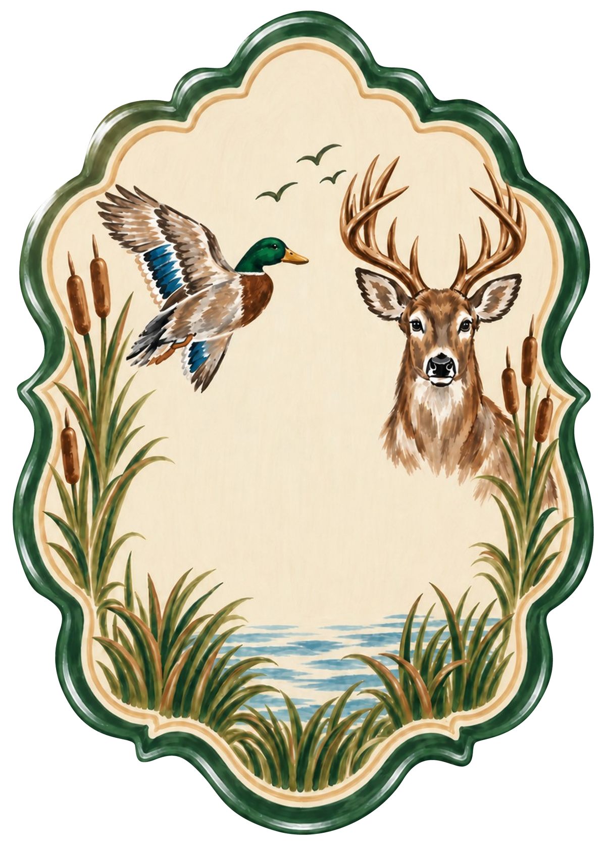 THE WOOD SHED PLAQUE WITH A BUCK DEER AND DUCK