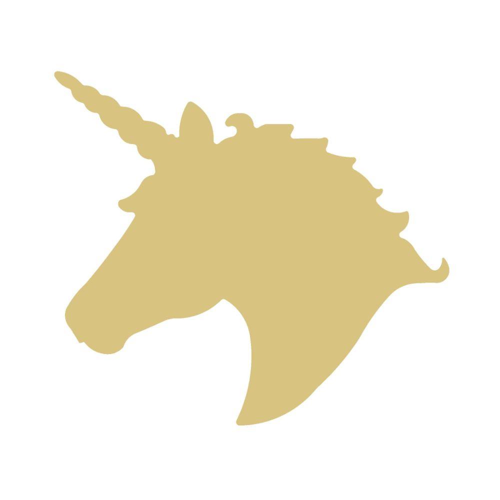 Basic Shape Unicorn Head MDF Cutout Silhouette Style 1 - Unfinished For DIY