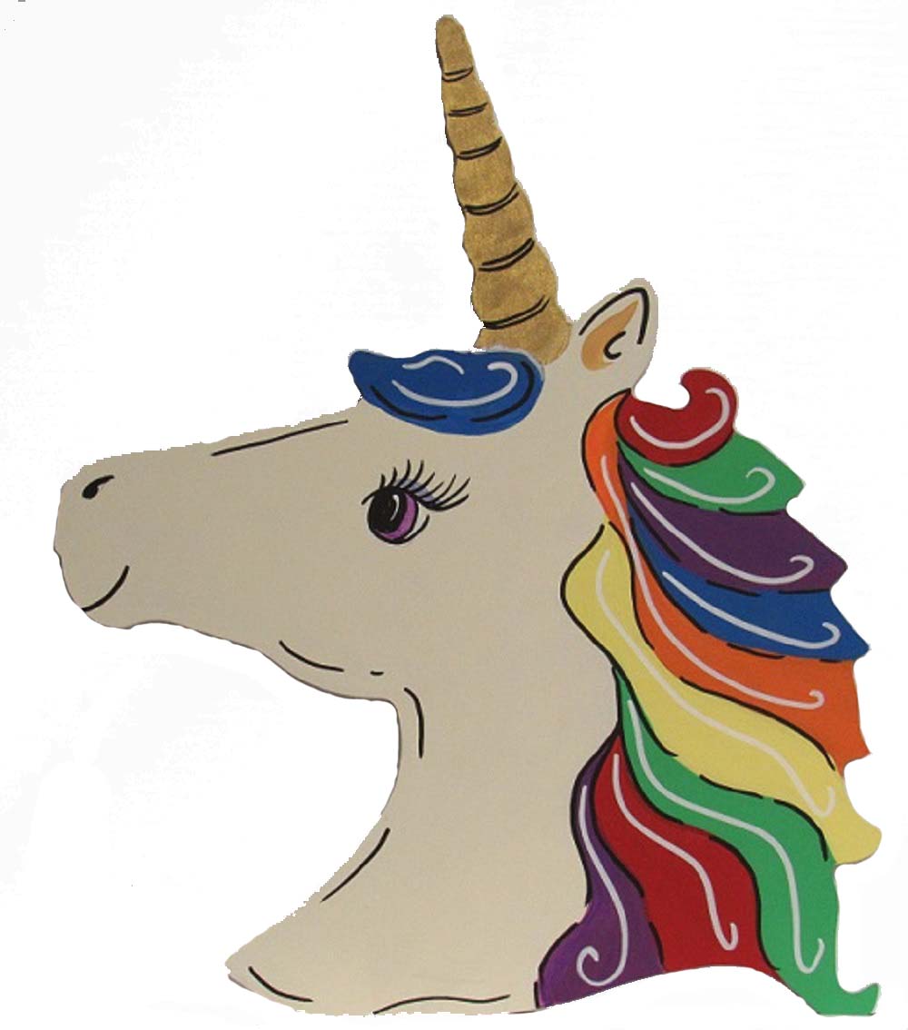 Basic Shape Unicorn Head MDF Cutout Silhouette Style 1 - Unfinished For DIY