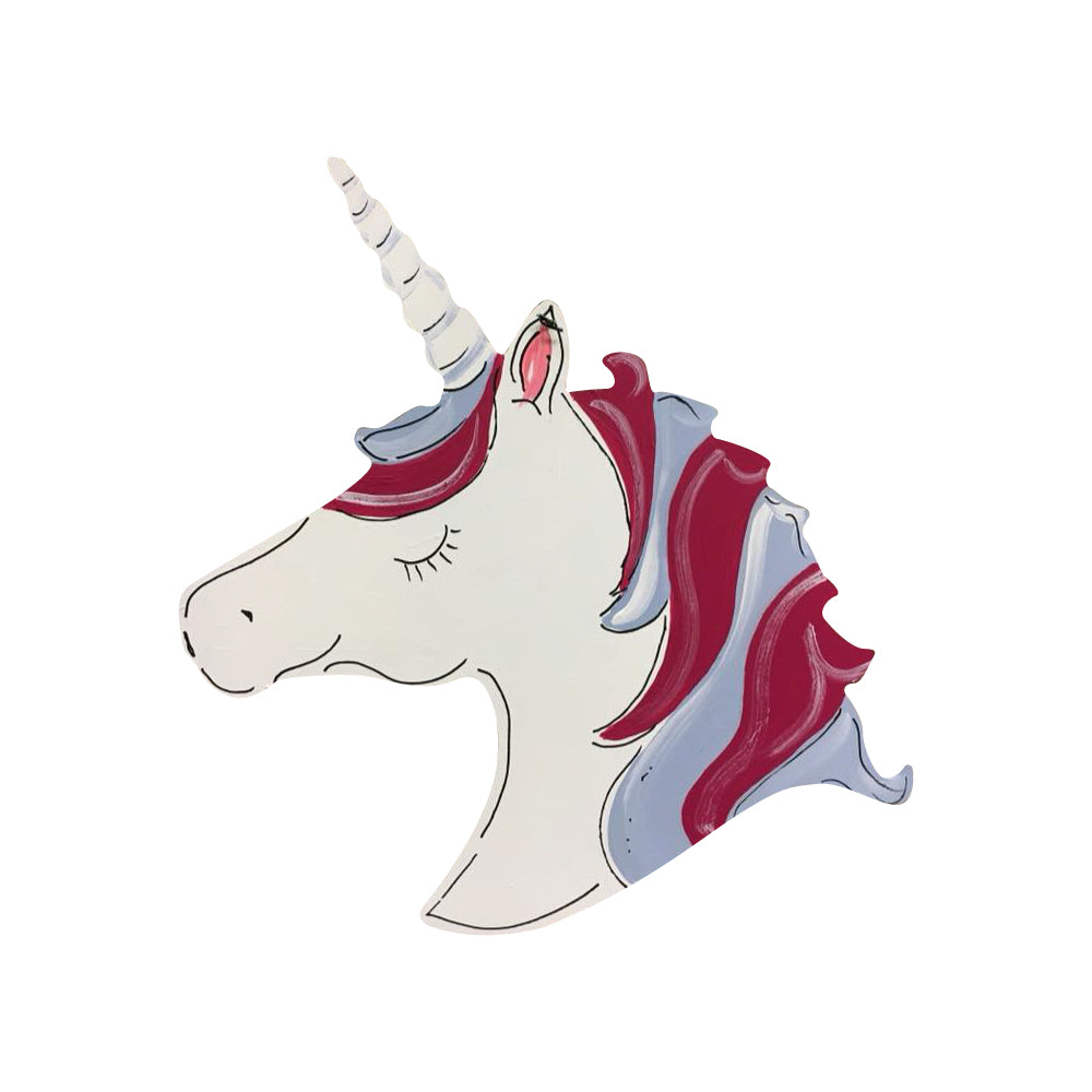 Basic Shape Unicorn Head MDF Cutout Silhouette Style 1 - Unfinished For DIY
