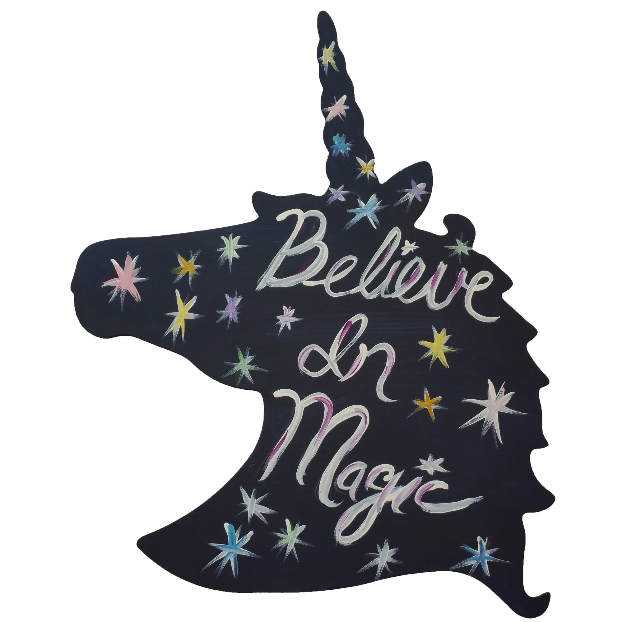 Basic Shape Unicorn Head MDF Cutout Silhouette Style 1 - Unfinished For DIY