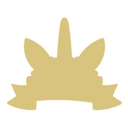 Basic Shape Unicorn Head MDF Cutout With Banner - Unfinished For DIY