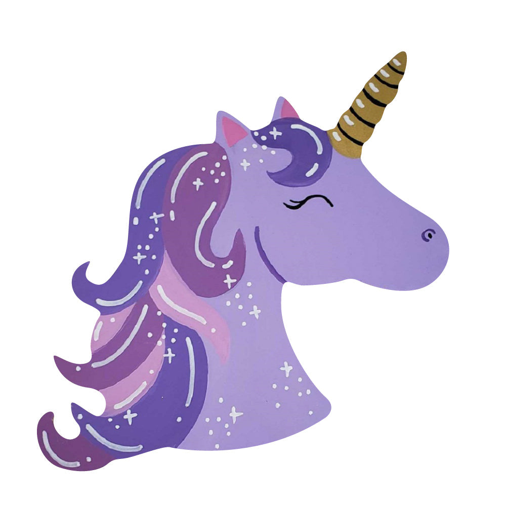 Basic Shape Unicorn Head MDF Cutout Silhouette Style 5 - Unfinished For DIY