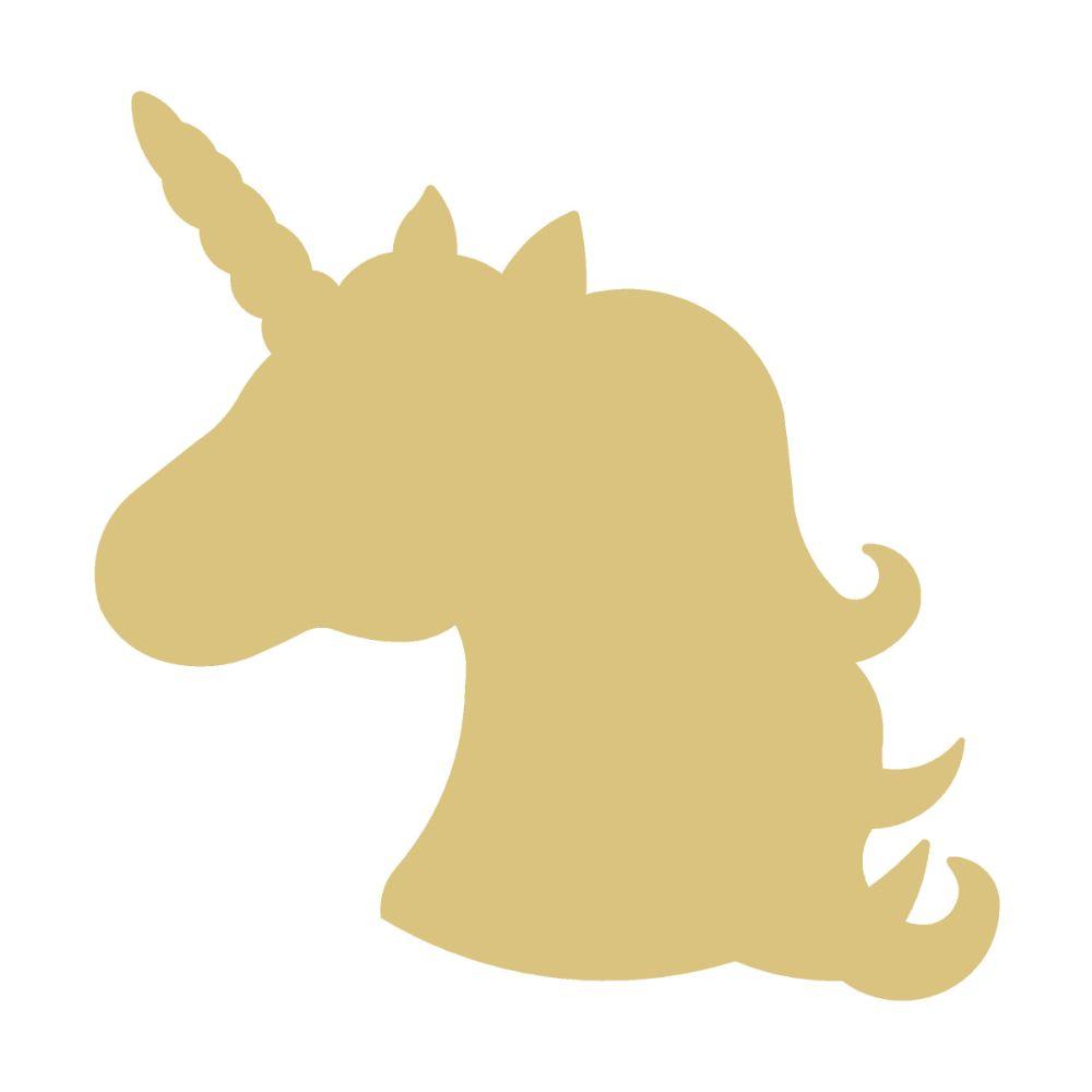 Basic Shape Unicorn Head MDF Cutout Silhouette Style 5 - Unfinished For DIY