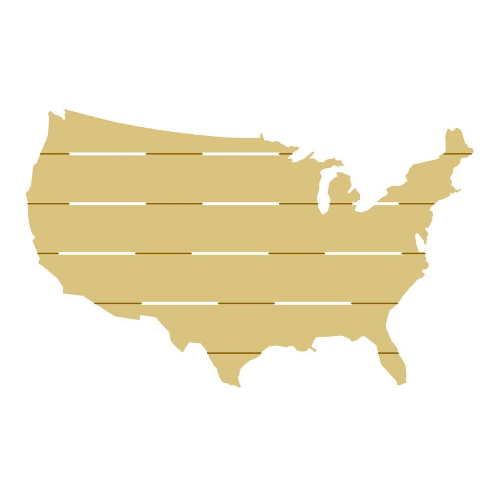 Basic Shape United States Map MDF Cutout United States Pallet - Unfinished For DIY