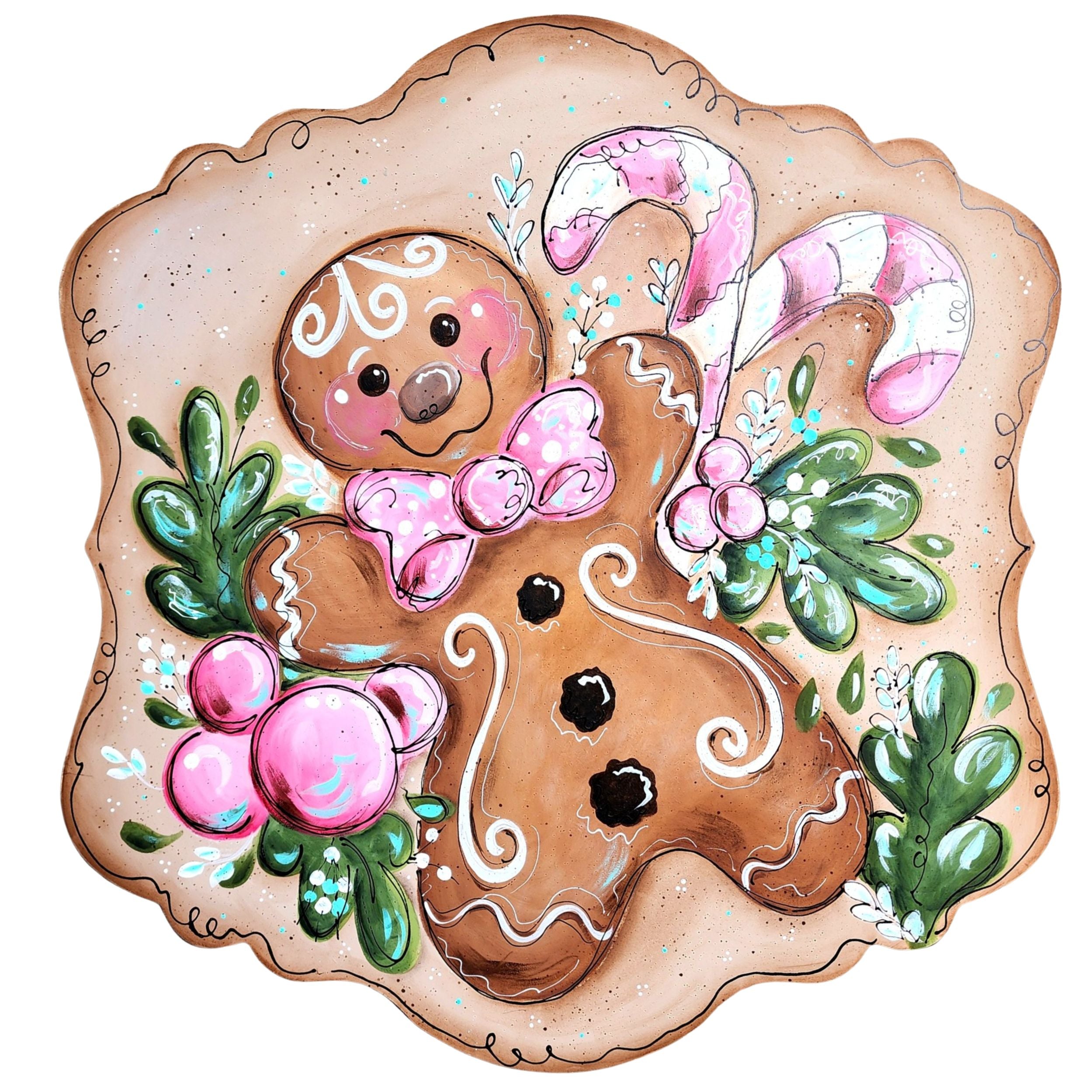 DOABLE DESIGNS GINGERBREAD MAN WITH PINK CANDY CANES