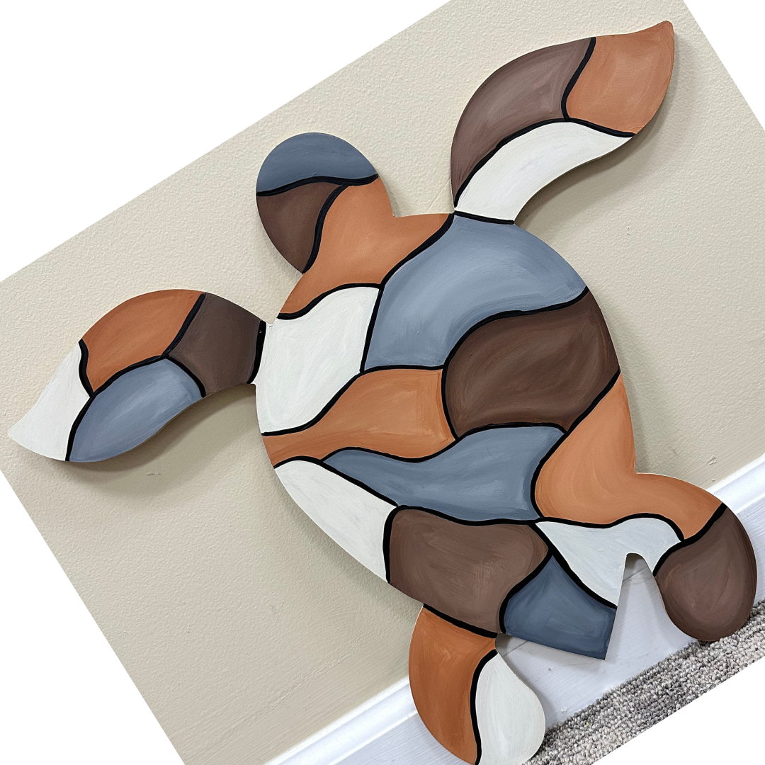 Basic Shape Sea Turtle MDF Cutout Silhouette Style 3 - Unfinished For DIY