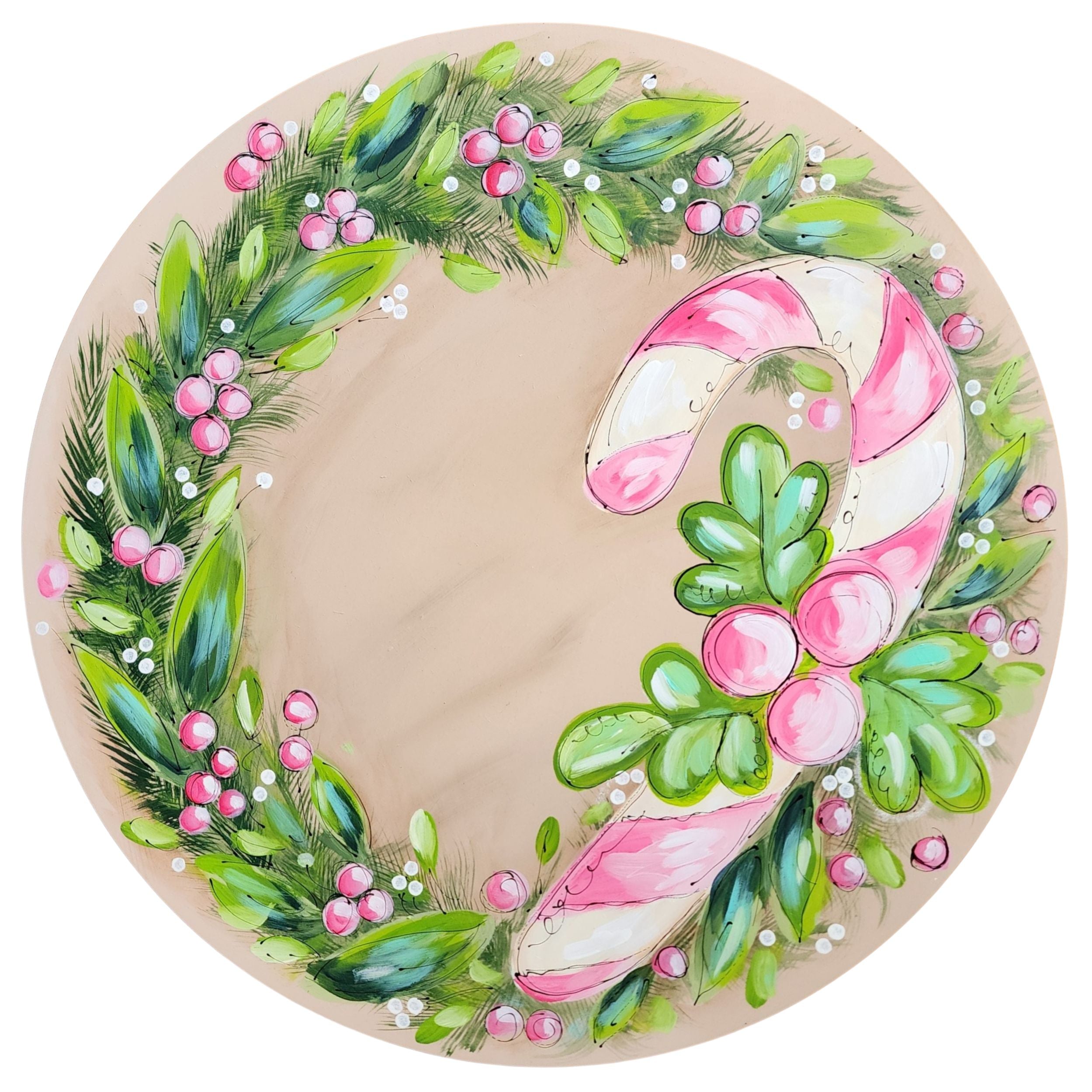 DOABLE DESIGNS PINK CANDY CANE WITH GREENERY