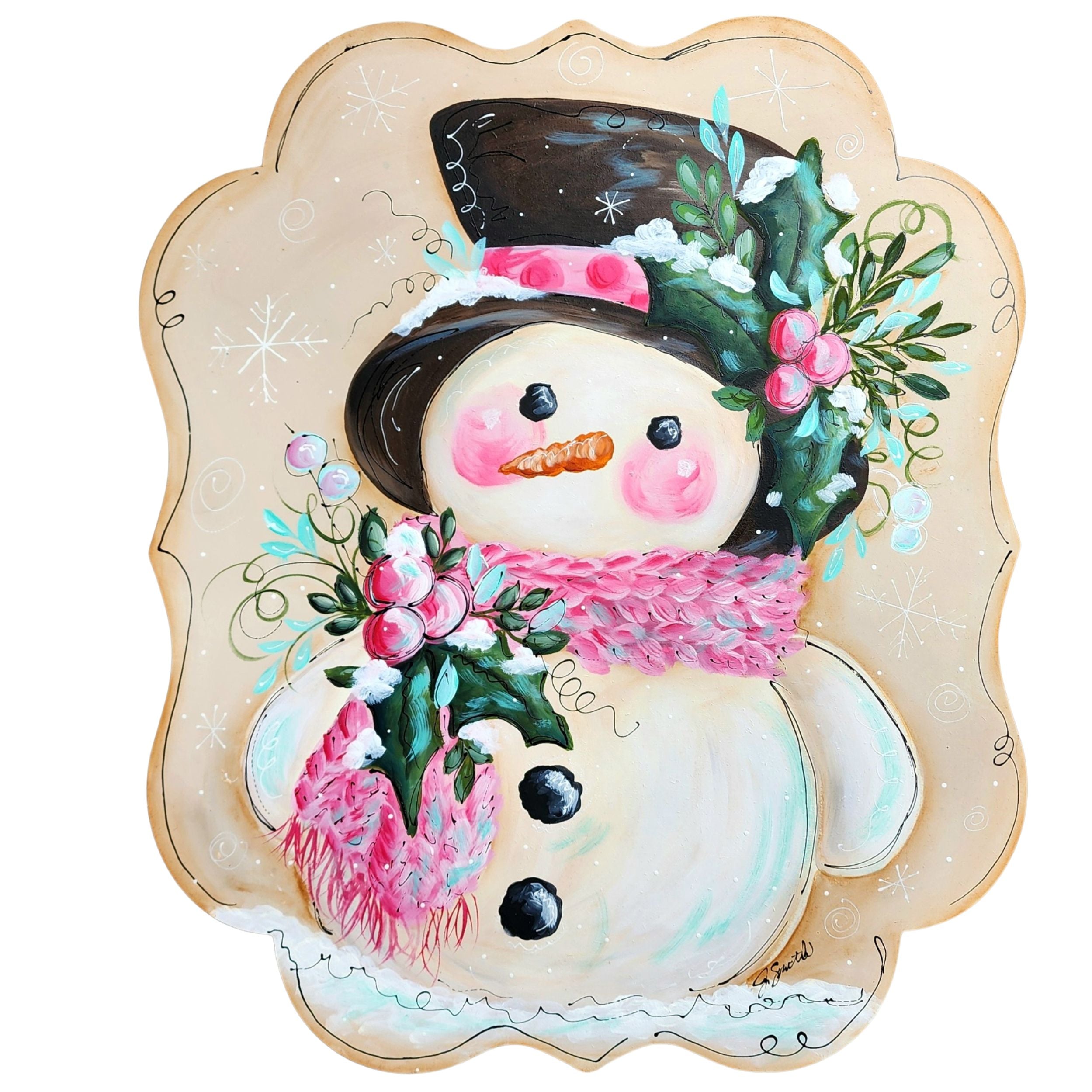 DOABLE DESIGNS SNOWMAN WITH PINK SCARF
