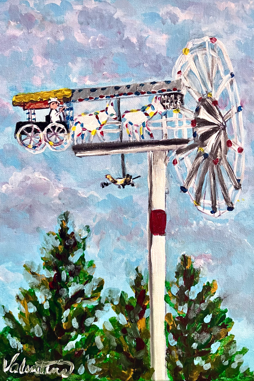 VALENTINE FINE ART HORSE DRAWN WINDMILL