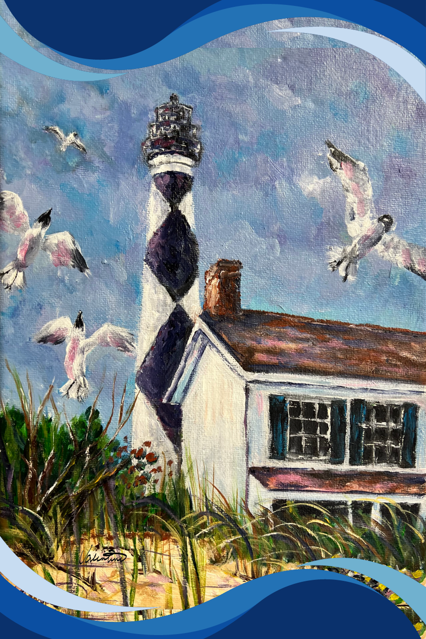 VALENTINE FINE ART LIGHT HOUSE WITH BIRDS