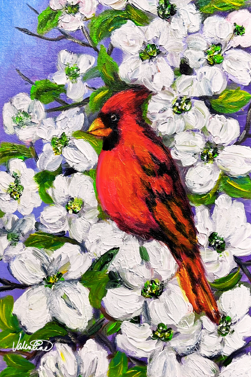 VALENTINE FINE ART RED BIRD PLAIN