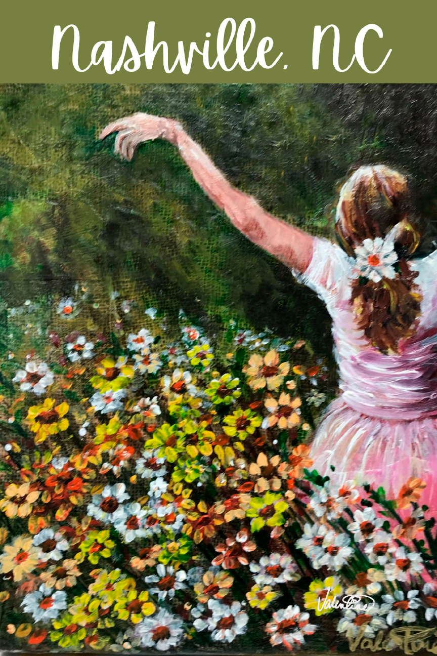 VALENTINE FINE ART NASHVILLE NC GIRL IN FLOWERS