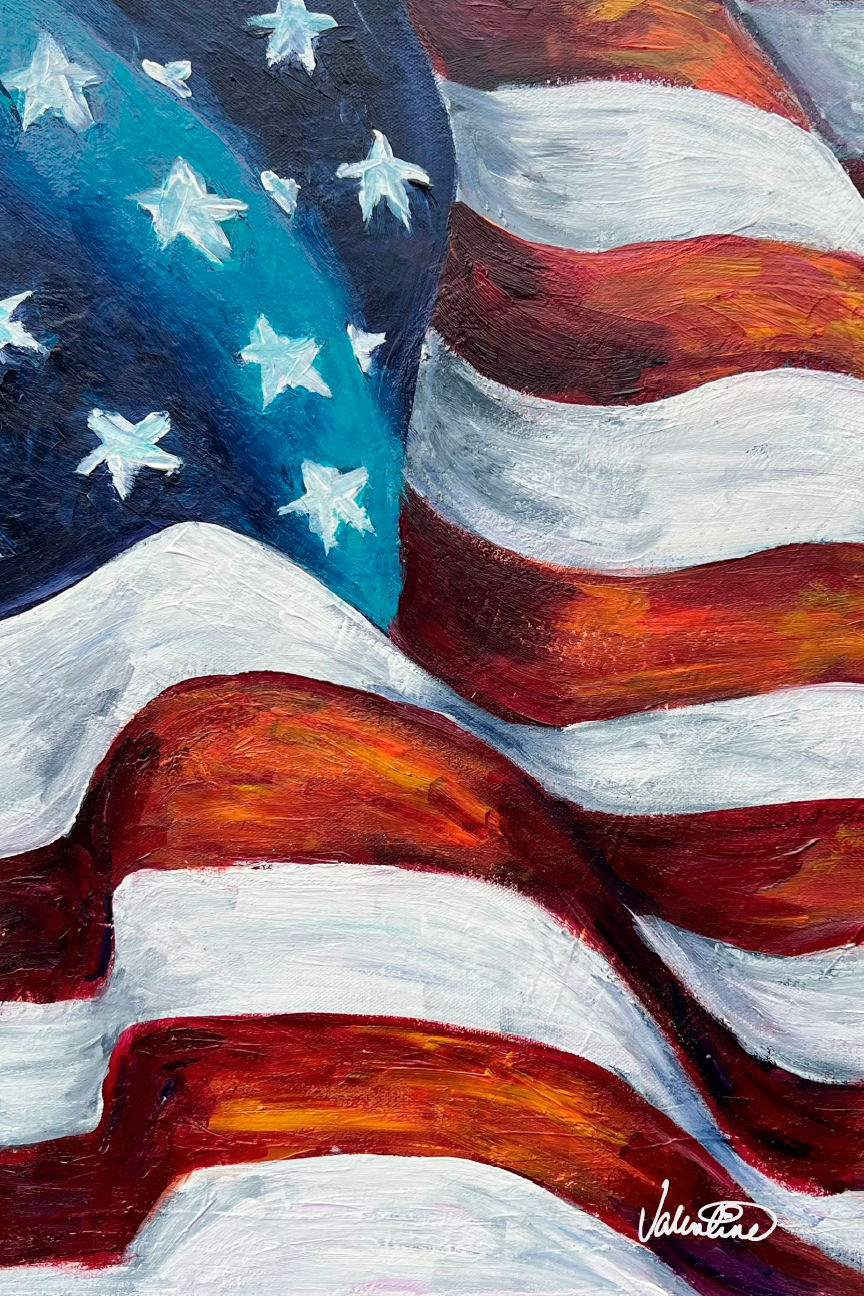 VALENTINE FINE ART WAVING AMERICAN FLAG