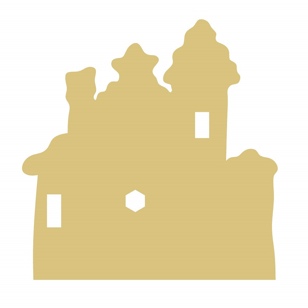 Basic Shape Castle MDF Cutout Castle Silhouette Style 6 - Unfinished For DIY