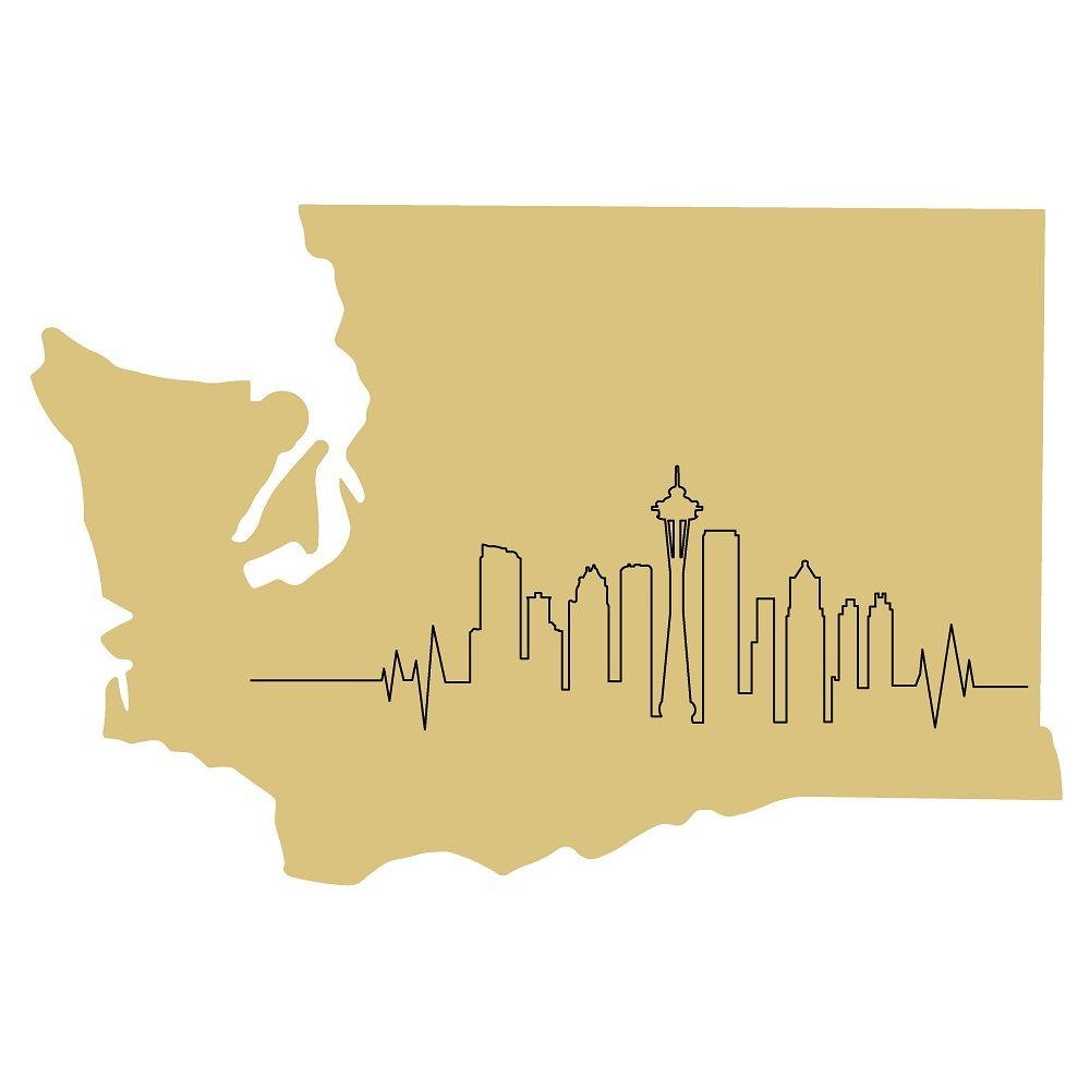 Basic Shape Washington MDF Cutout Skyline Pulse - Unfinished For DIY