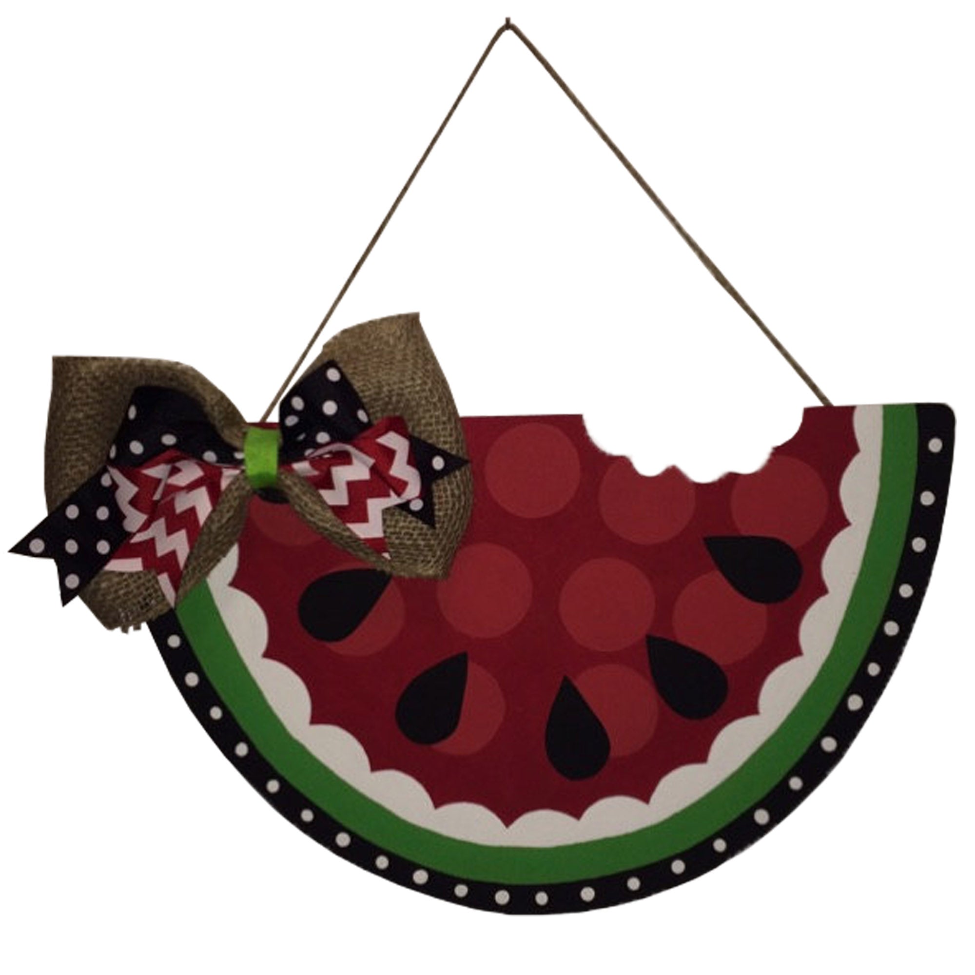 Basic Shape Semi-Circle MDF Cutout Watermelon Slice With A Bite Out - Unfinished For DIY