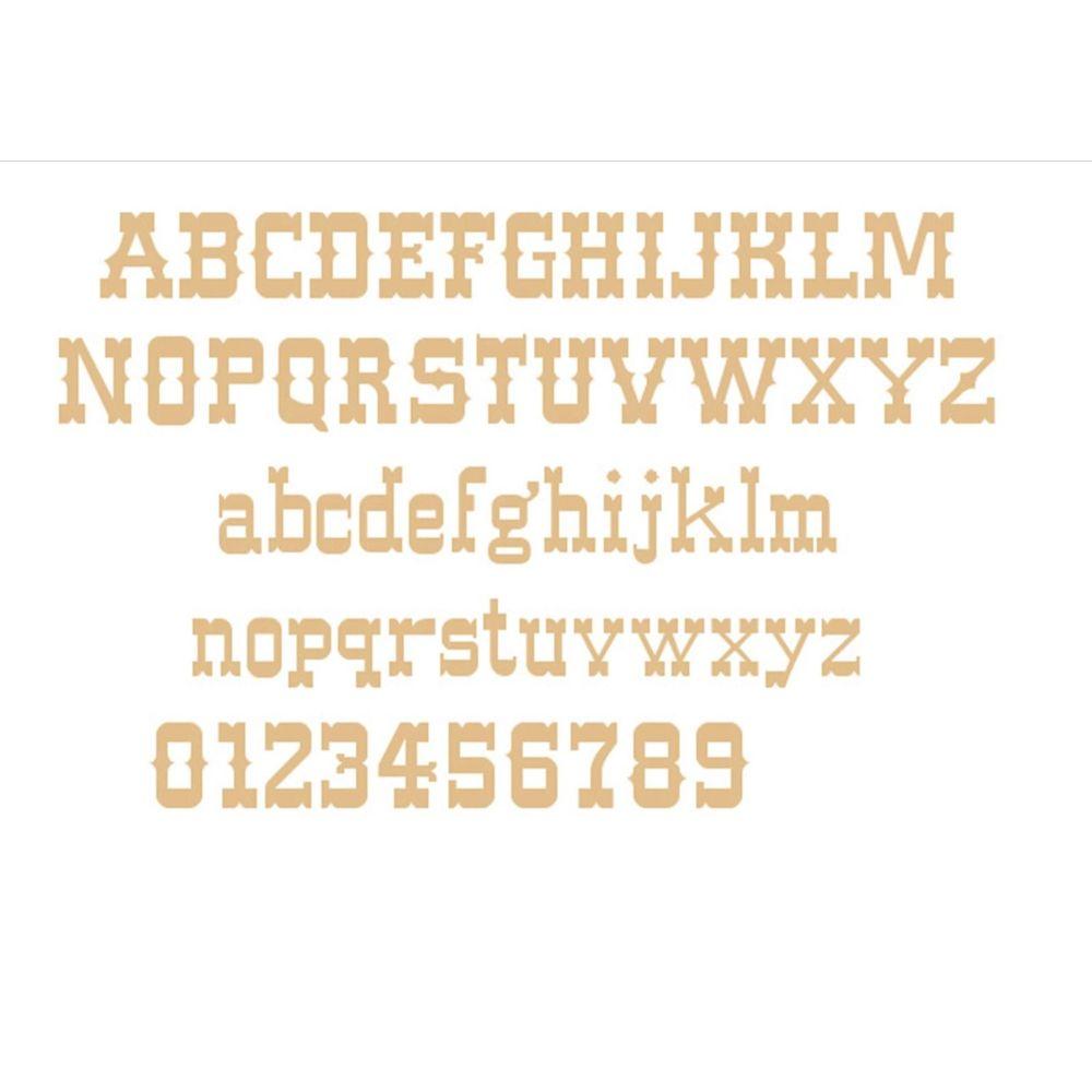 Basic Shape Western Font MDF Cutout Alphabet A-Z And Numbers 0-9 - Unfinished For DIY