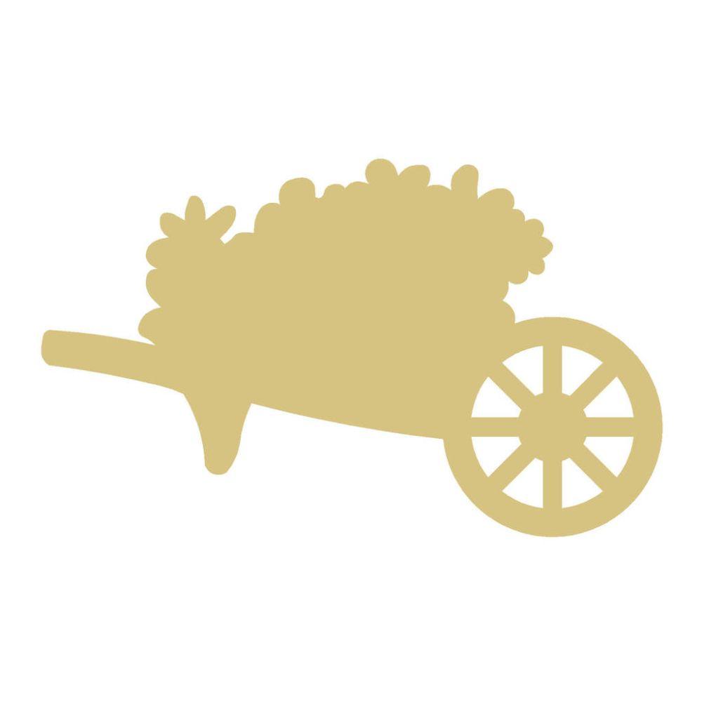 Basic Shape Wheelbarrow MDF Cutout Garden Tool Silhouette - Unfinished For DIY