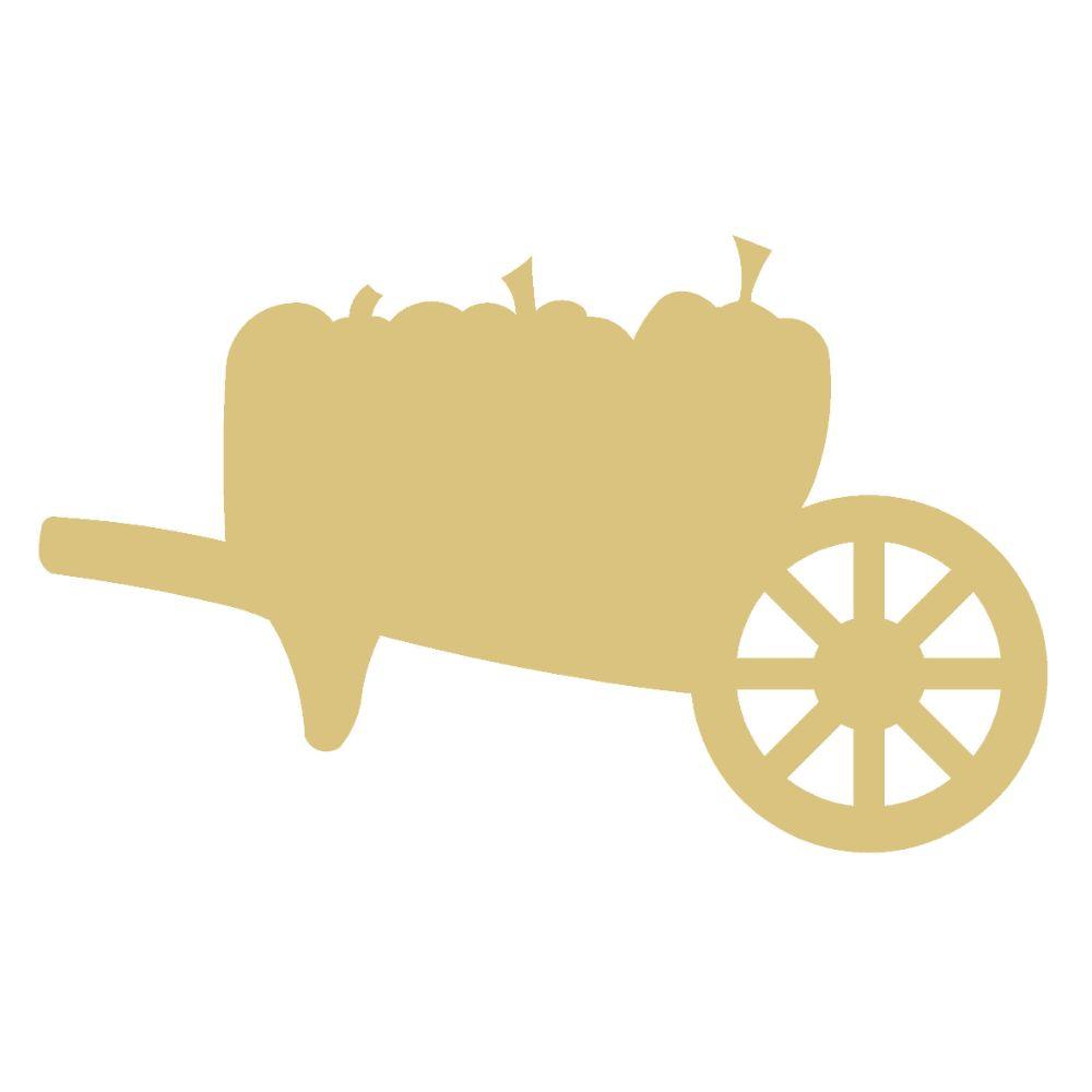 Basic Shape Wheelbarrow MDF Cutout With Pumpkins Silhouette - Unfinished For DIY