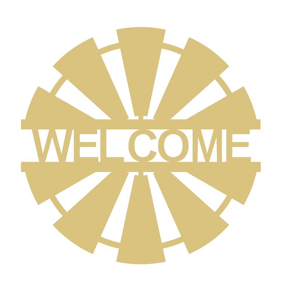 Basic Shape Round MDF Cutout Welcome Windmill - Unfinished For DIY