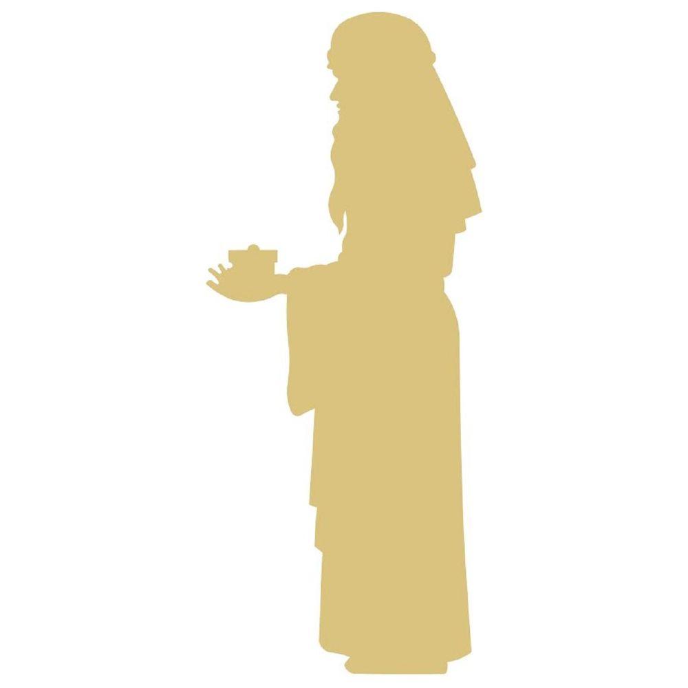 Basic Shape Wise Man MDF Cutout Silhouette Holding Gift - Unfinished For DIY