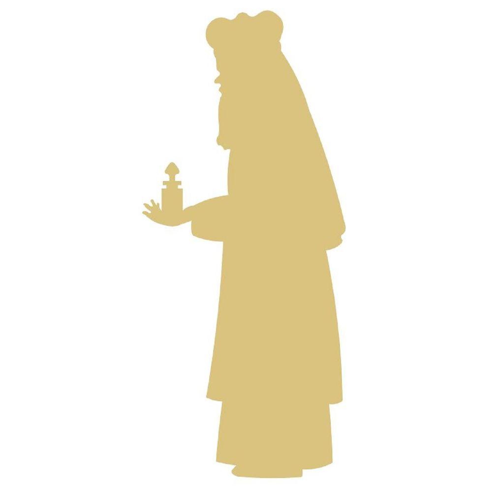 Basic Shape Wise Man Silhouette MDF Cutout Holding Lantern - Unfinished For DIY