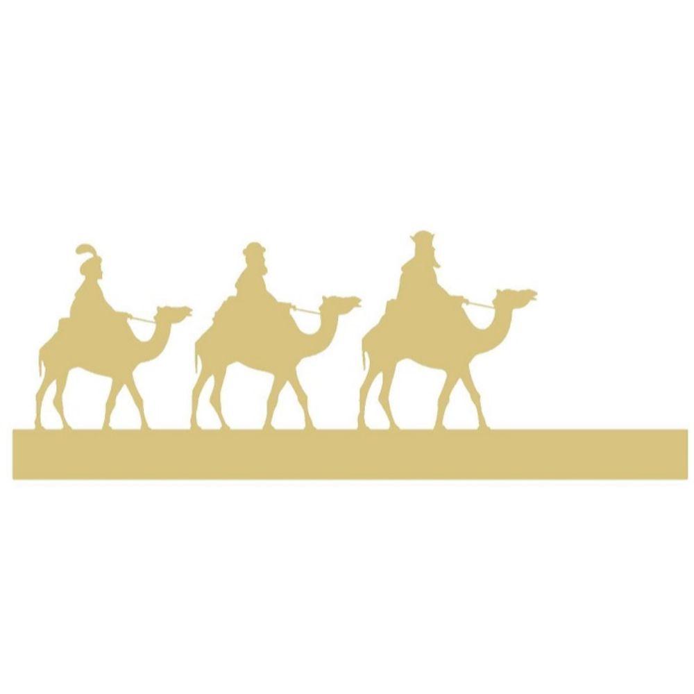 Basic Shape Three Wise Men On Camels MDF Cutout Magi Silhouette - Unfinished For DIY
