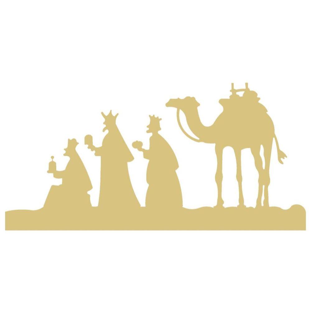 Basic Shape Wisemen Scene MDF Cutout Three Wise Men With Camel Silhouette - Unfinished For DIY