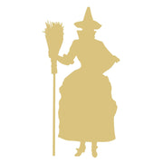 Basic Shape Witch On Broom MDF Cutout Halloween Silhouette Style 12 - Unfinished For DIY
