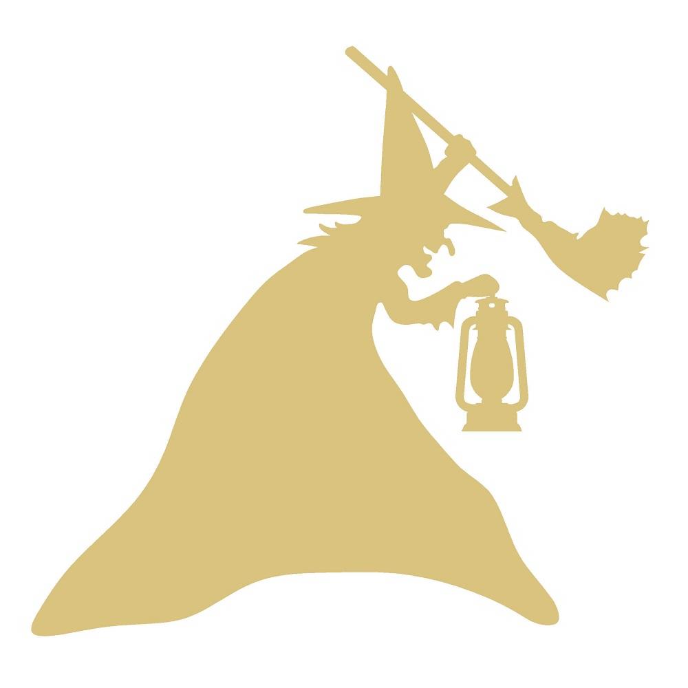 Basic Shape Witch MDF Cutout Lantern On Hill Silhouette - Unfinished For DIY
