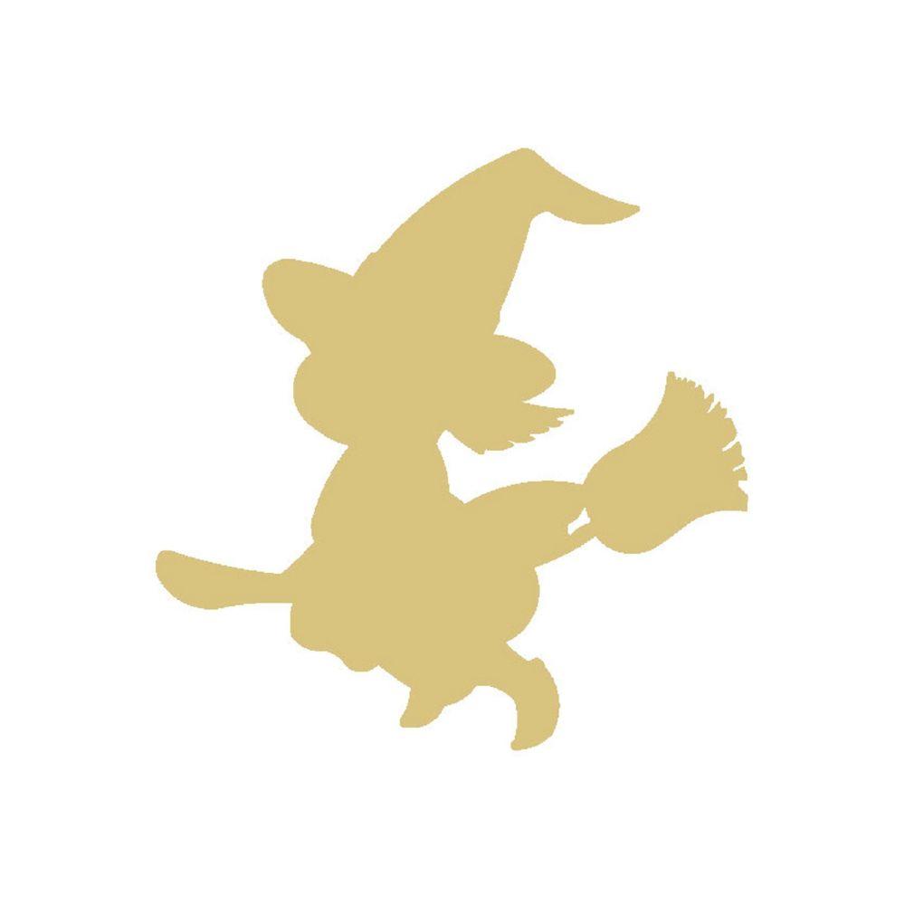 Basic Shape Witch On Broom MDF Cutout Halloween Silhouette Style 2 - Unfinished For DIY