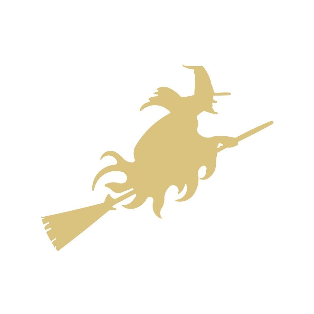 Basic Shape Witch On Broom MDF Cutout Halloween Silhouette Style 3 - Unfinished For DIY