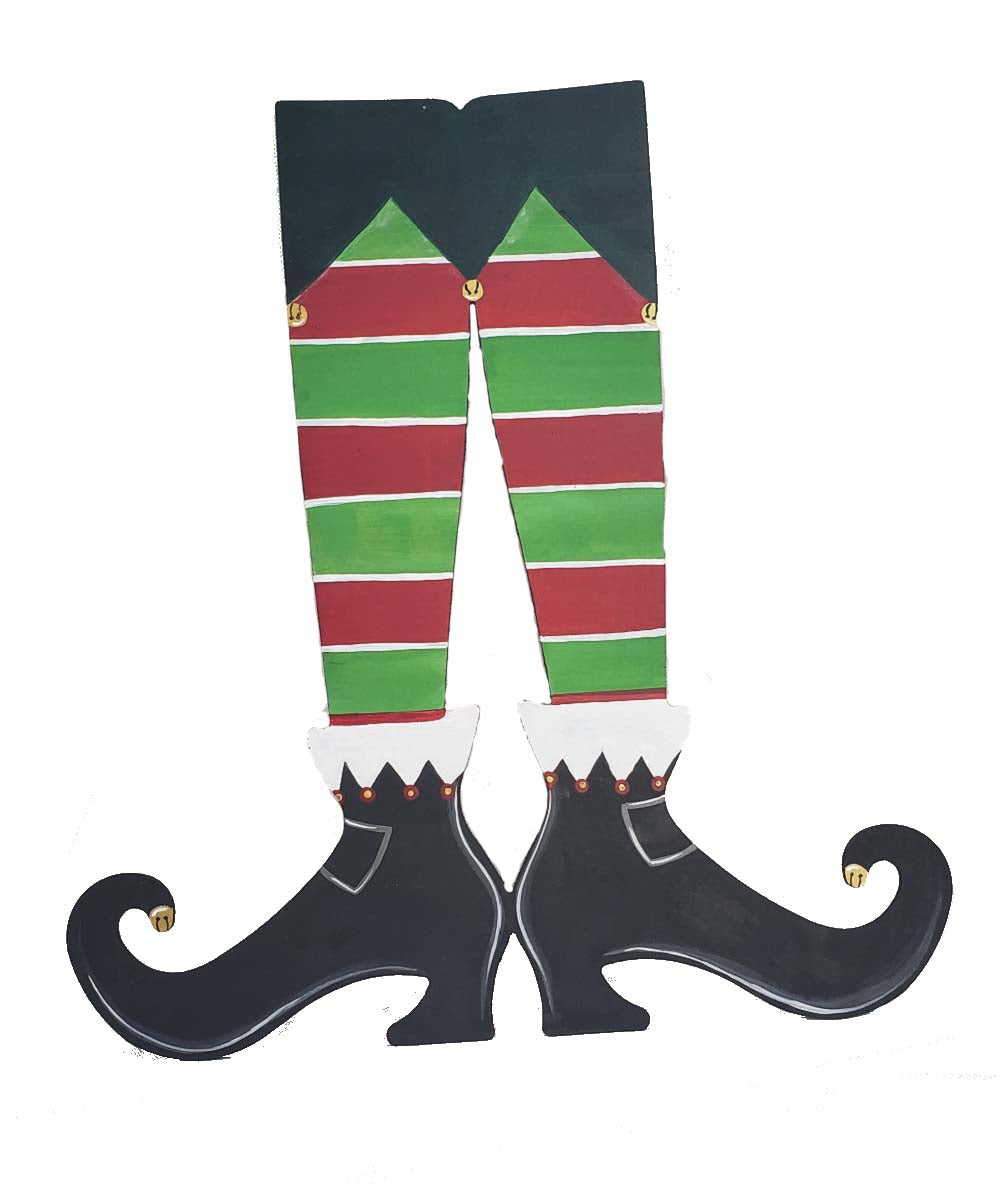Basic Shape Elf Legs MDF Cutout Witch Shoes Silhouette - Unfinished For DIY