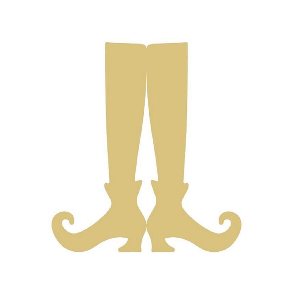 Basic Shape Elf Legs MDF Cutout Witch Shoes Silhouette - Unfinished For DIY