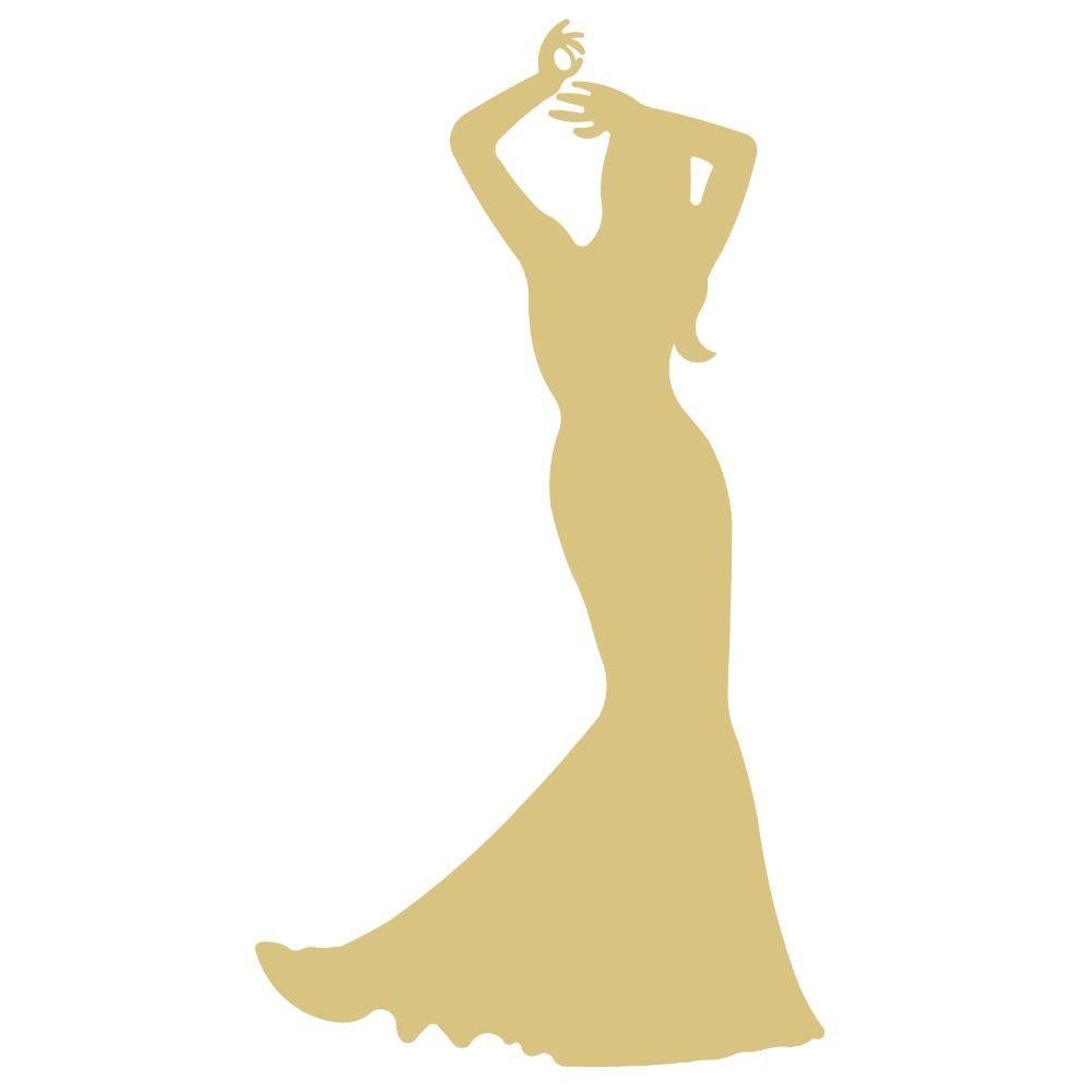 Basic Shape Figure MDF Cutout Evening Gown Silhouette - Unfinished For DIY